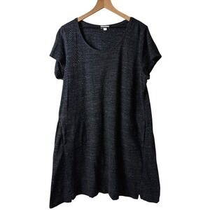 Pure Jill Heathered Black Short Sleeve Pocket Tunic Dress XL
